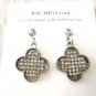 Silver earrings clover with crystals cross, boutique jewelry, new