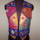 Cute Vintage Southwest Print Vest Size Medium By Wraps