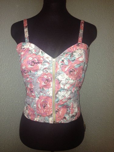 Cute Last Kiss Coral Floral Bustier Size Large