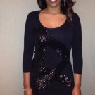 Total Knockout Gianni Bini Black Sequent Striped Bobycon Dress Size Small