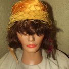 Vintage Gold Velvet with veil Union Made Pill Box Hat