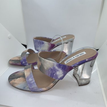 Chelsea & Violet Galaxy Strappy Lucite Heel 8.5