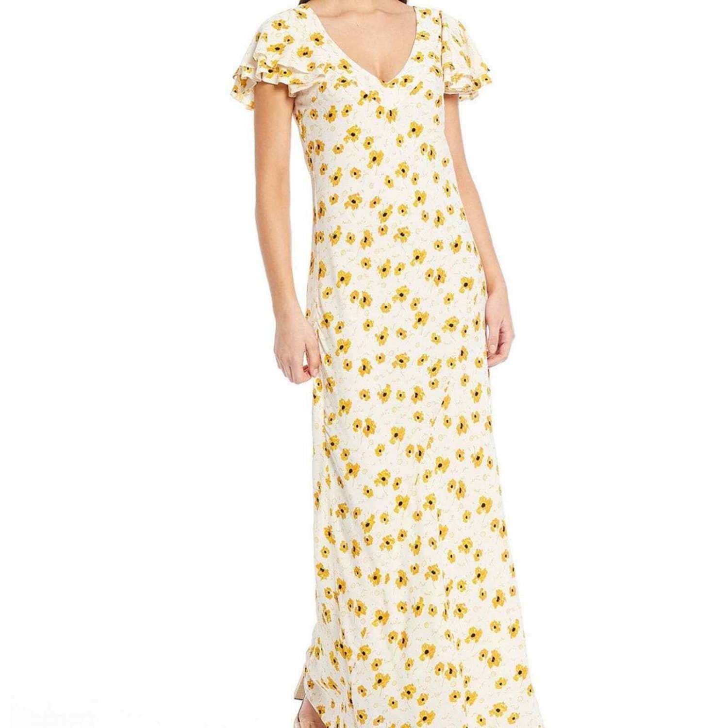 cross over maxi dress Yellow Cross Over Maxi Dress – ban.do