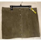 Gianni Bini suede olive green miniskirt SIZE XL