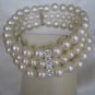 Triple Strand Ivory Pearl Bracelet with Rhinestones Bridal Jewelry