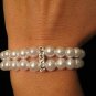Double Strand Pearl Bracelet with Antique Spacer Bridal Jewelry