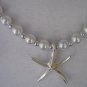 Pearl Necklace with Silver Starfish for Beach Wedding Jewelry