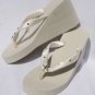 Ivory High Wedge Flip Flops Beach Wedding Sandals with Starfish and Rhinestones
