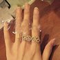 Fashion Peace Symbol Design Rhinestone Dual-finger Ring