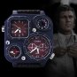 Oulm Genuine Leather Wrist Watch with Dual Quartz Movement/Compass/Thermometer for Man-Brown Dial