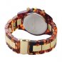 Quartz Movement/Rhinestone Decoration/Acrylic Band - White Dial & Brown Band