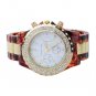Quartz Movement/Rhinestone Decoration/Acrylic Band - White Dial & Brown Band