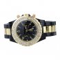 Round Dial Wristwatch with Quartz Movement/Rhinestone Decoration/Acrylic Band - Black Dial & Band