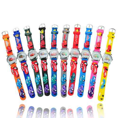 Cartoon Design Round Dial Silicone Band Quartz Movement Wrist Watch