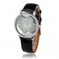Lady Fashion Elegent Heart Shaped Rhinestone Quartz Clear Wrist Leather Watch