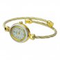Round Dial Metal Bracelet Band Quartz Movement Wrist Watch - White