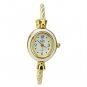 Round Dial Metal Bracelet Band Quartz Movement Wrist Watch - White