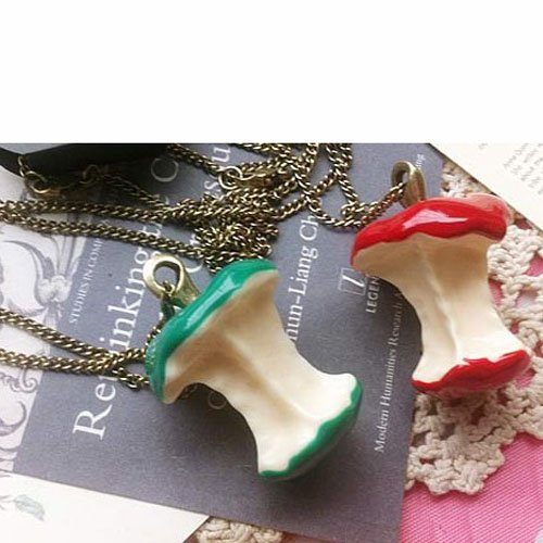 Fashion Apple Core Shaped Pendant Long Sweater Chain Necklace-Random Color
