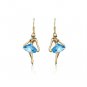 Graceful Ballet Girl Dancer Blue Crystal Ear Earrings