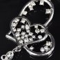 Long Rhinestone Necklace with Double Heart