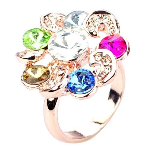 Colorful Rhinestone Crystal Finger Ring for Lady