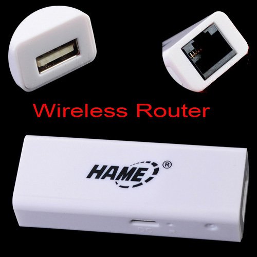 HAME A5 Mini Wireless 3G WiFi 150Mbps Router + Power Bank-White