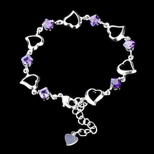 Elegant Pretty Six-heart Amethyst Bracelet