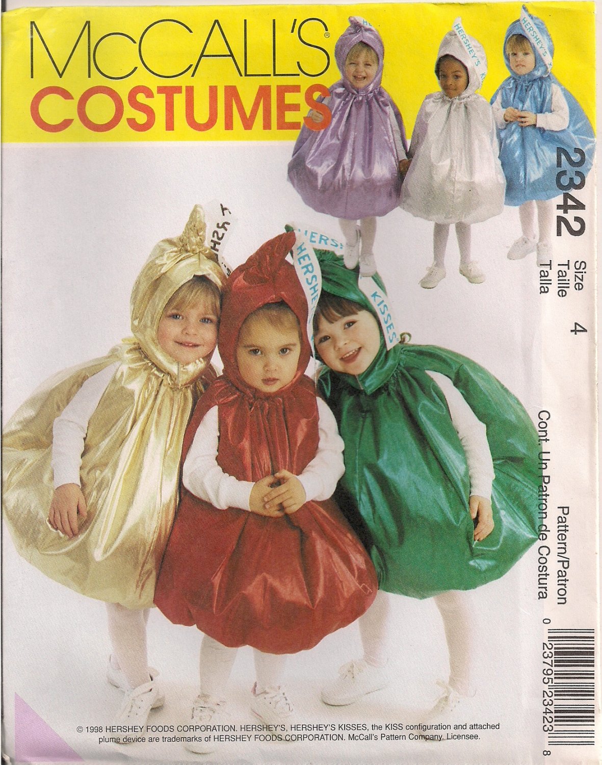 McCall's Costume Sewing Pattern 2342 Toddler's Hershey's Kisses