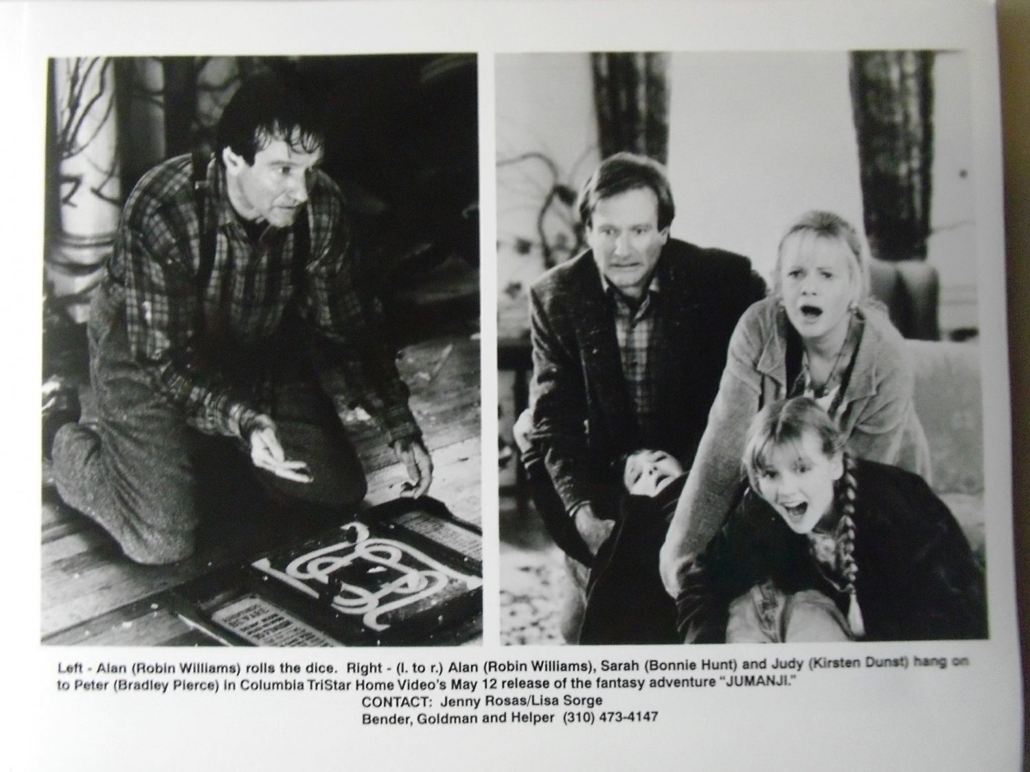 Jumanji 1995 photo 8x10 robin williams bonnie hunt kirsten ...