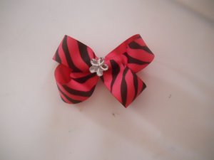 Hot Pink Zebra Bitty Bow