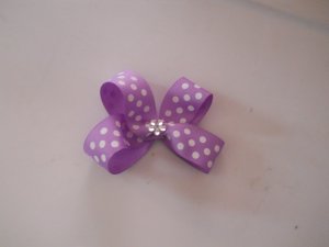 Purple Sparke w-White Dots Bitty Bow