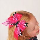 Spunky Hot Pink and Black w-White Dots Bow