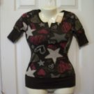 NWT Arizona Jean Co XS Chocolate Love/Hearts/Stars Tee