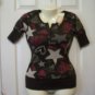 NWT Arizona Jean Co XS Chocolate Love/Hearts/Stars Tee