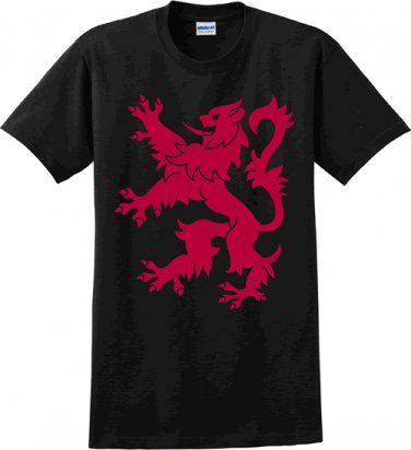 Rampant Lion on Black t-shirt - Size Small