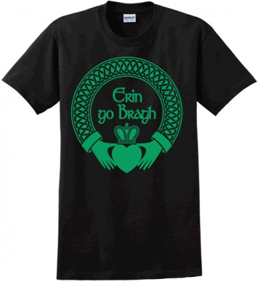 Erin Go Bragh Claddagh Black t-shirt - Size XLarge