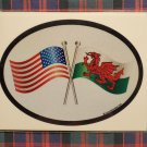 Welsh and American Crossed Flags Oval Sticker