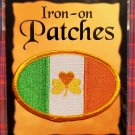 Ireland Flag Oval with Shamrock Iron On Patch
