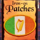 Ireland Flag Oval with Harp Iron On Patch