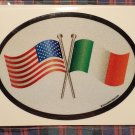 Ireland and American Crossed Flags Oval Sticker