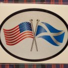 Scotland and American Crossed Flags Oval Sticker