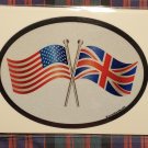 Great Britain and American Crossed Flags Oval Sticker