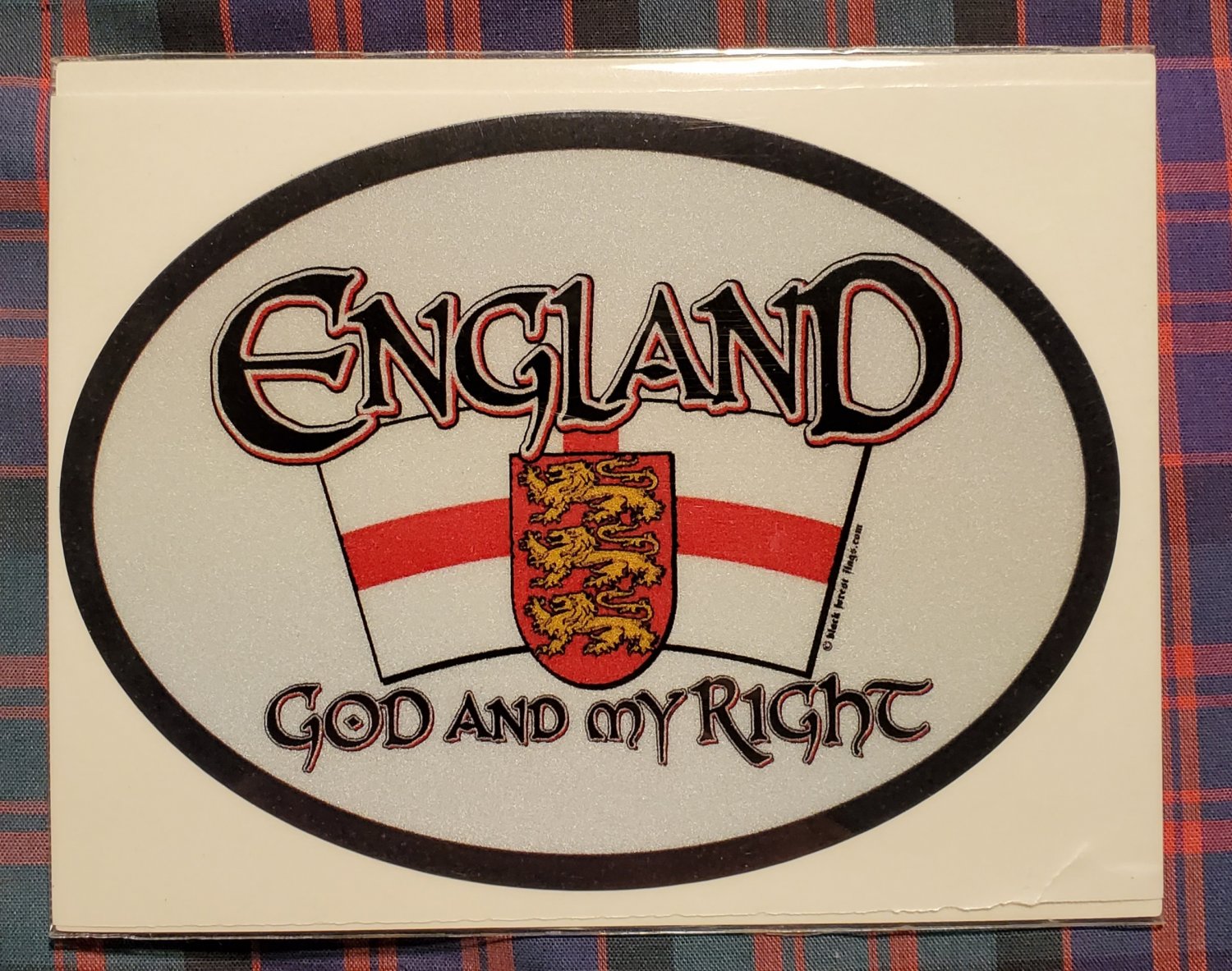 England Flag Motto Oval Sticker