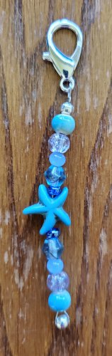 Blue Starfish Hand Beaded Scissor Fob
