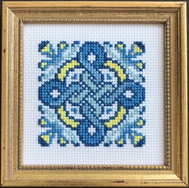 Blue Celtic Cross Counted Cross Stitch Chart