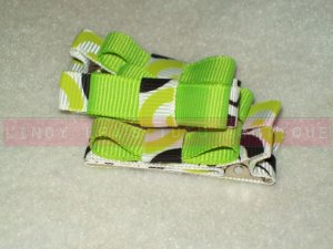 LIME GREEN and BLACK tuxedo bows | clippie
