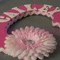 HOT PINK w White RicRac and RHINESTONE CENTER FLOWER | initial letters and names