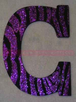 GLITTER ZEBRA STRIPES - single wooden letter