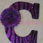 GLITTER ZEBRA STRIPES w Rhinestone Center Flower - single wooden letter