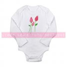 3 PINK ROSEBUDS |  infant LONGSLEEVE  bodysuit